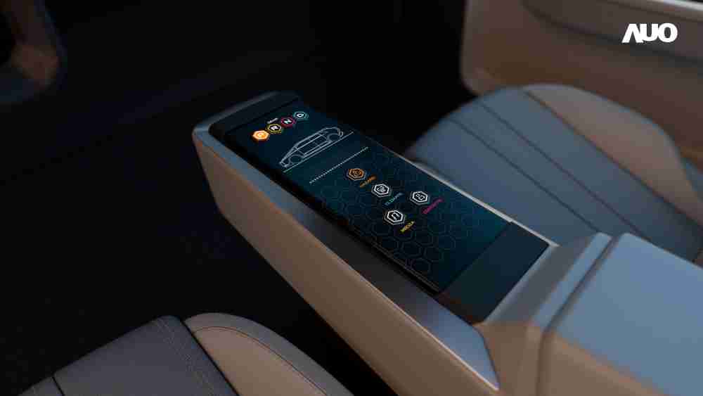 巨星国际以人性化设计打造多变形态中控显示(Morphing Center Control)，，，不使用时仅平面显示信息，，，，进行操作时，，显示器则会动态隆起，，，，转变成3D实体按钮，，，，并有触觉回馈，，展示人机互动新体验