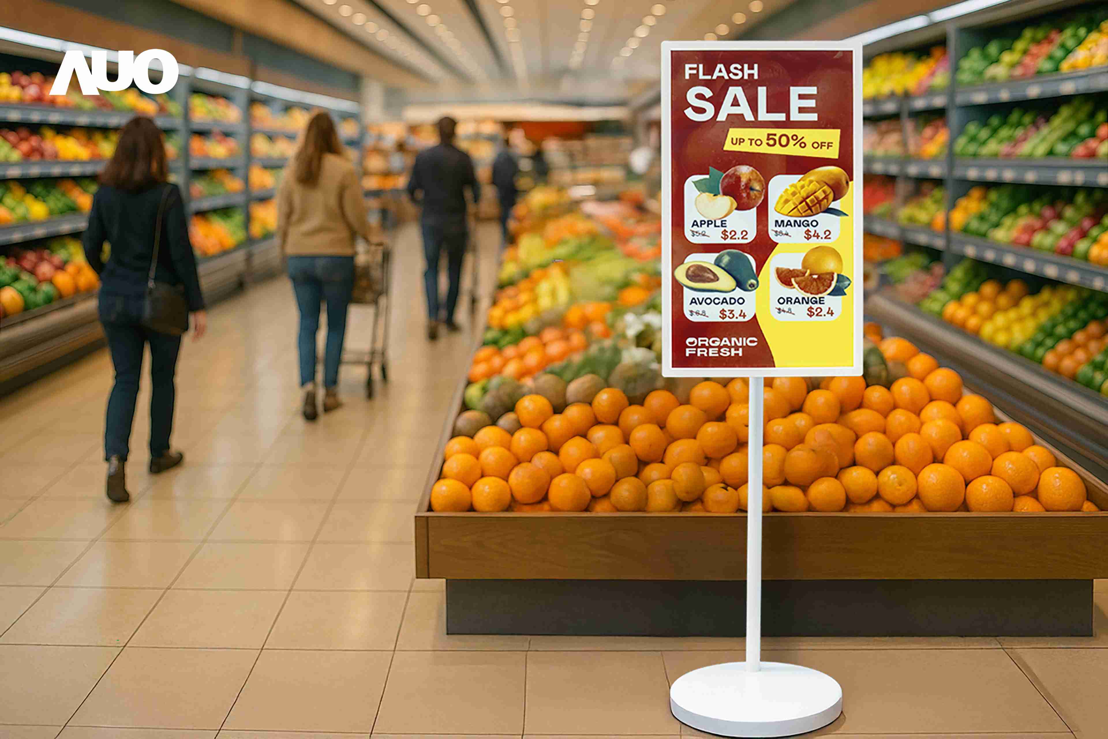 达擎首亮相低功耗、、、、全彩的〝aecoPost电子纸解决方案〞，，仅在更新画面时需要微量的电力驱动，，，，无需布建电线的便捷设计，，使其可灵活应用、、、随意置放，，，，并可透过云端或行动装置app，，，，轻松管理及排程广告内容，，晋升店头营销利器。。。